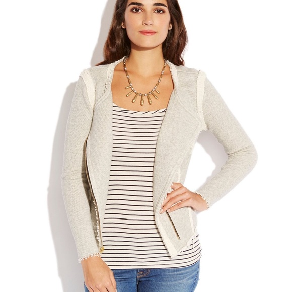 Lucky Brand Jackets & Blazers - SOLD: Lucky Brand Gray Raw Edge Cotton Moto Jacket